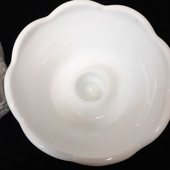 Indiana Colony Harvest Grapes milk glass candle holder and candy dish with lid - Picture 4 of 9